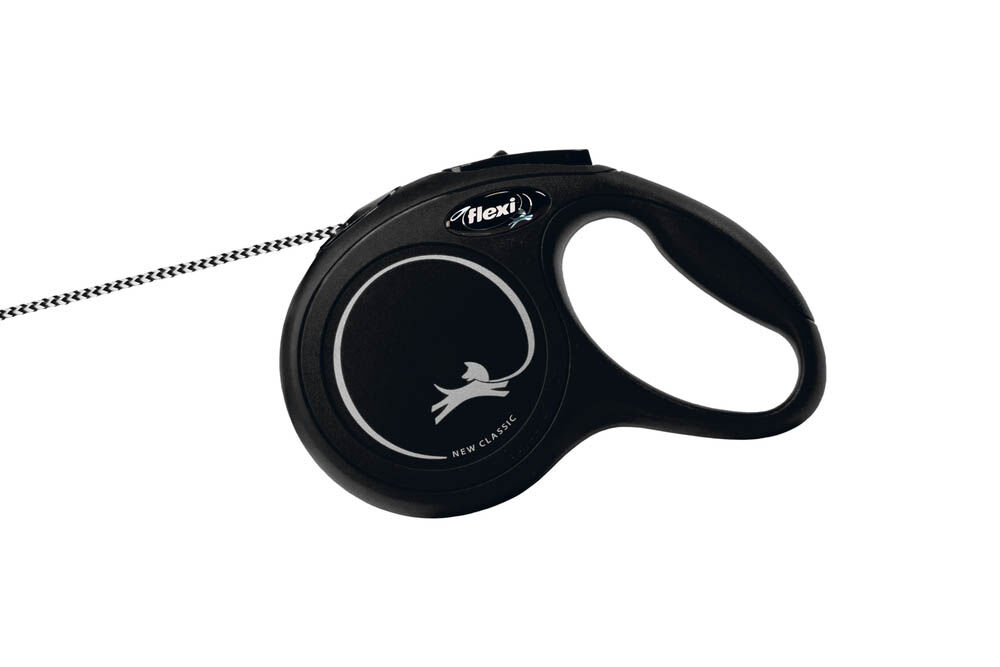 Flexi New Classic Koord - Rollijn - Hondenriem - zwart - XS - 300 cm