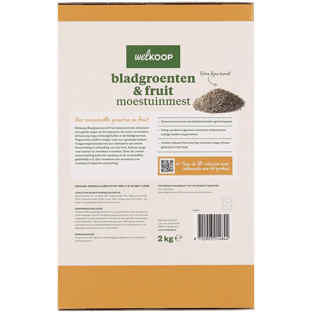 Welkoop - Bladgroenten en Fruit Moestuinmest - 50 m² - 2 kg