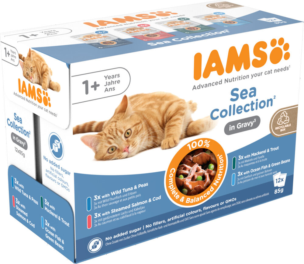 IAMS Sea - Delights - 12x85 gram - Vis - Zalm - 1,02 kg