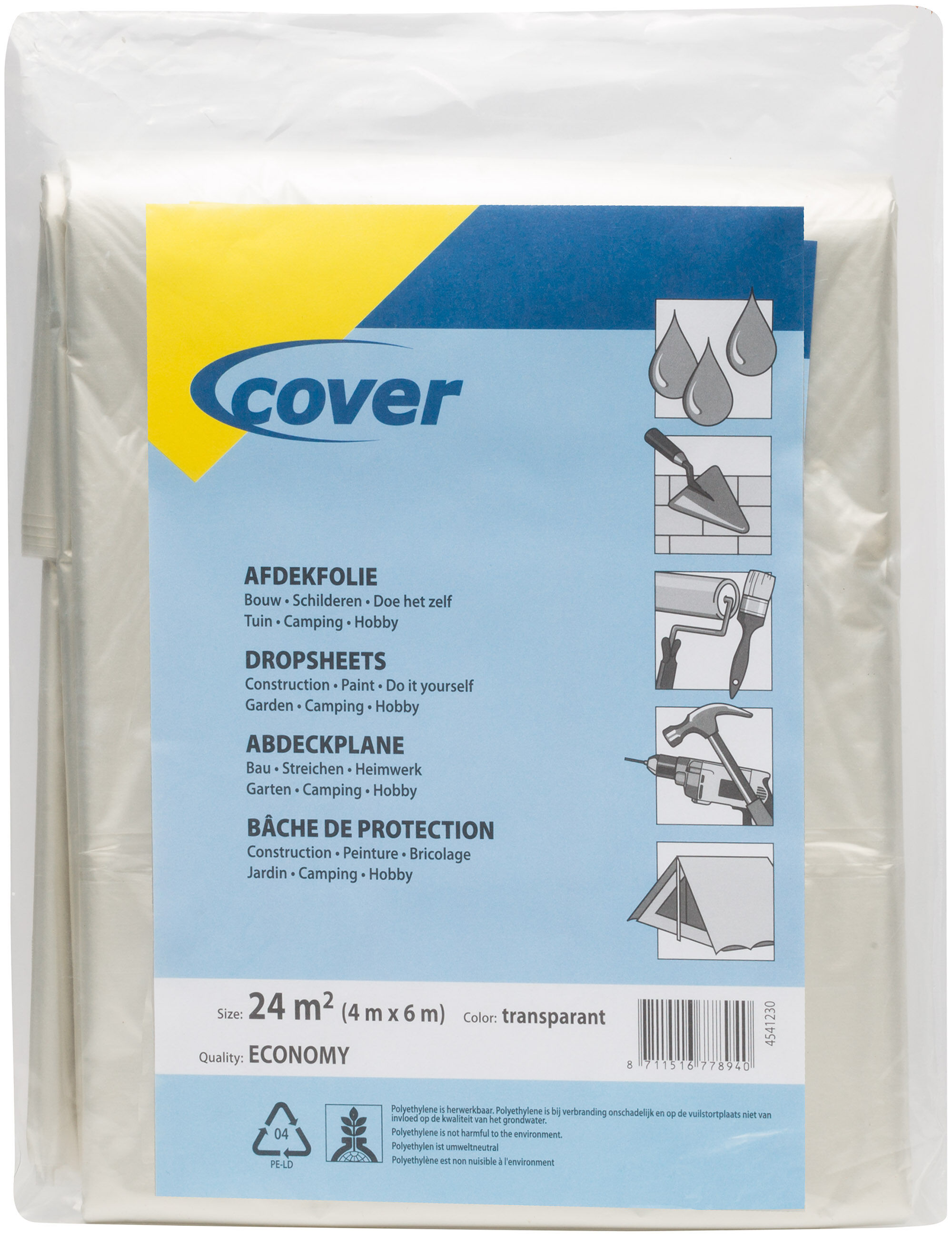 Cover 40 mu Transparant - Afdekfolie - Transparant - 30x25x2 cm Cover 40 mu Transparant - Afdekfolie - Transparant - 30x25x2 cm