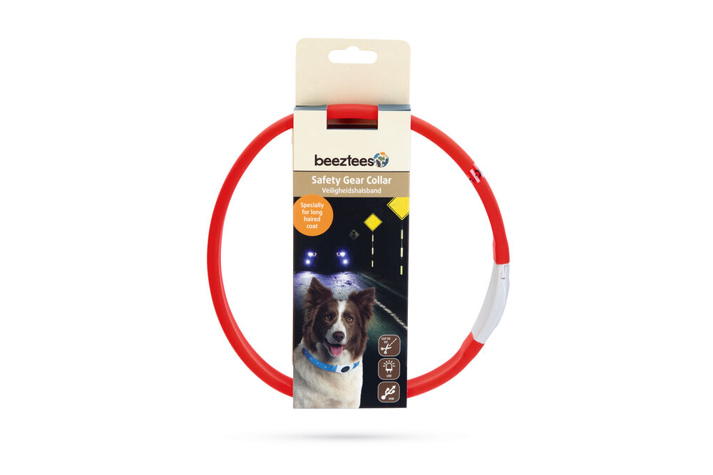 Beeztees Safety Gear Glowy USB - Lichtgevende Halsband - Hond - 26.00 cm - rood - 25 mm - 21.50 cm - 65.00 cm