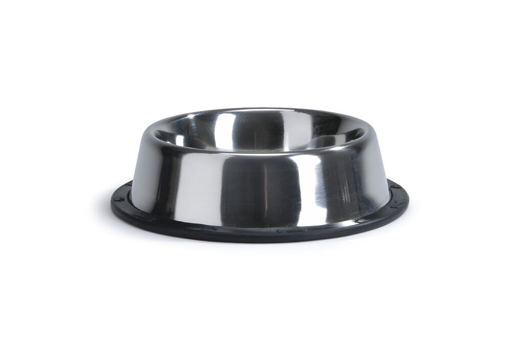 Beeztees Steeldish Antislip - Voerbak - Zilver Zwart - 22 cm Beeztees Steeldish Antislip - Voerbak - Zilver Zwart - 22 cm