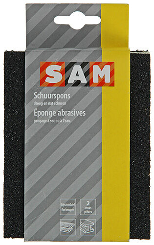 SAM - Schuurspons 2 stuks - Zwart - 15.5x9.5x2.7 cm - 1.4 cm