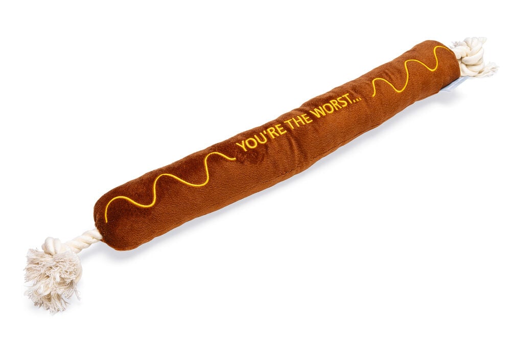 Beeztees Speelworst met flostouw - Hondenspeelgoed - Bruin - 7x7x60 cm