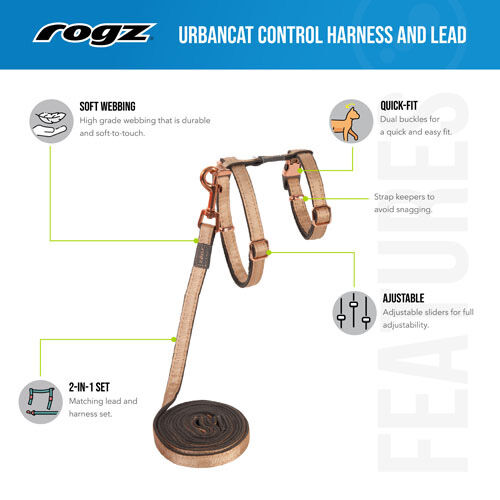 Rogz - Kattentuigje - 40 cm - 4.00 cm - Grijs - 4.00 cm - S - 21.40 cm