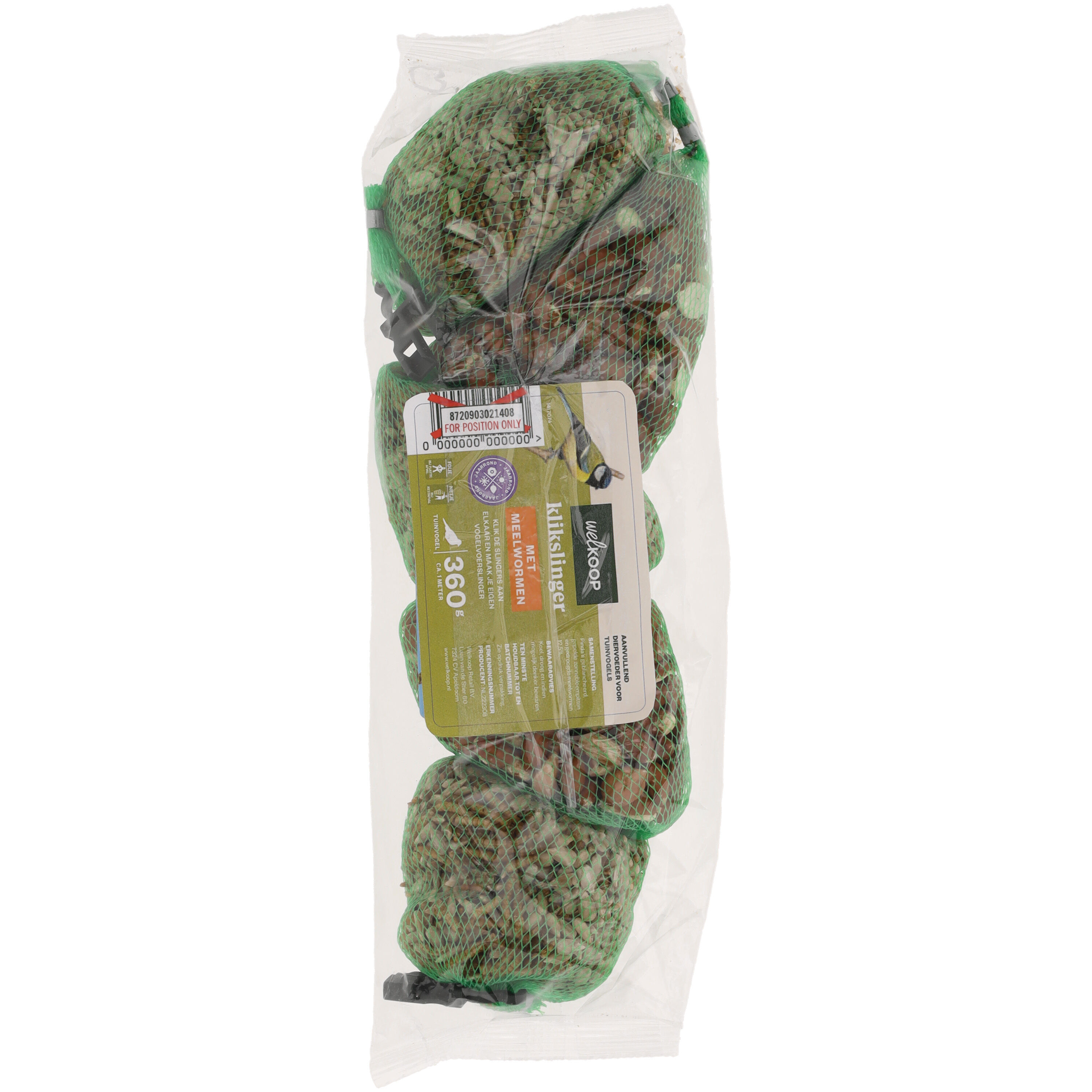 Welkoop - Klikslinger Meelwormen en Pinda's - Tuinvogelvoer Welkoop - Klikslinger Meelwormen en Pinda's - Tuinvogelvoer