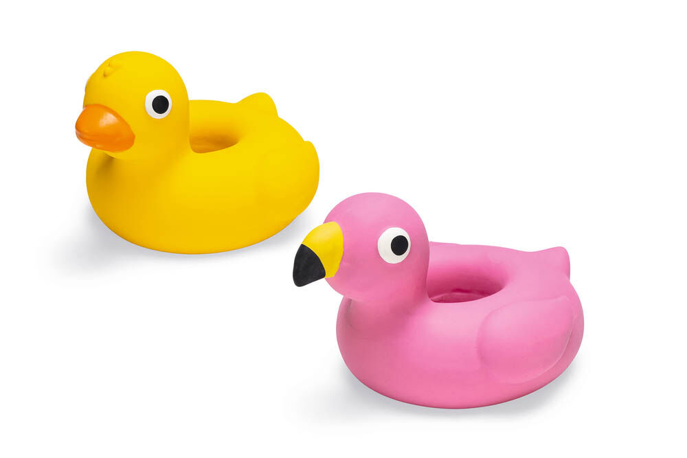 Beeztees flamingo/bad eend - Hondenspeelgoed - Geel - 10x14x12 cm