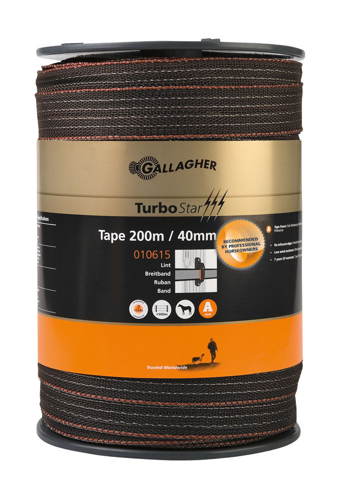 Gallagher Turbostar lint 40 mm - 200 meter - Terra - 32 cm - 200 - Terra - 22 cm - 20000 cm Gallagher Turbostar lint 40 mm - 200 meter - Terra - 32 cm - 200 - Terra - 22 cm - 20000 cm