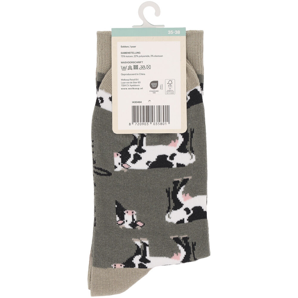Welkoop Fun Koe - Sokken - Groen - 35-38