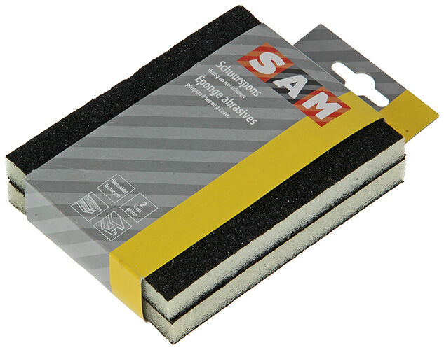 SAM - Schuurspons 2 stuks - Zwart - 15.5x9.5x2.7 cm - 1.4 cm