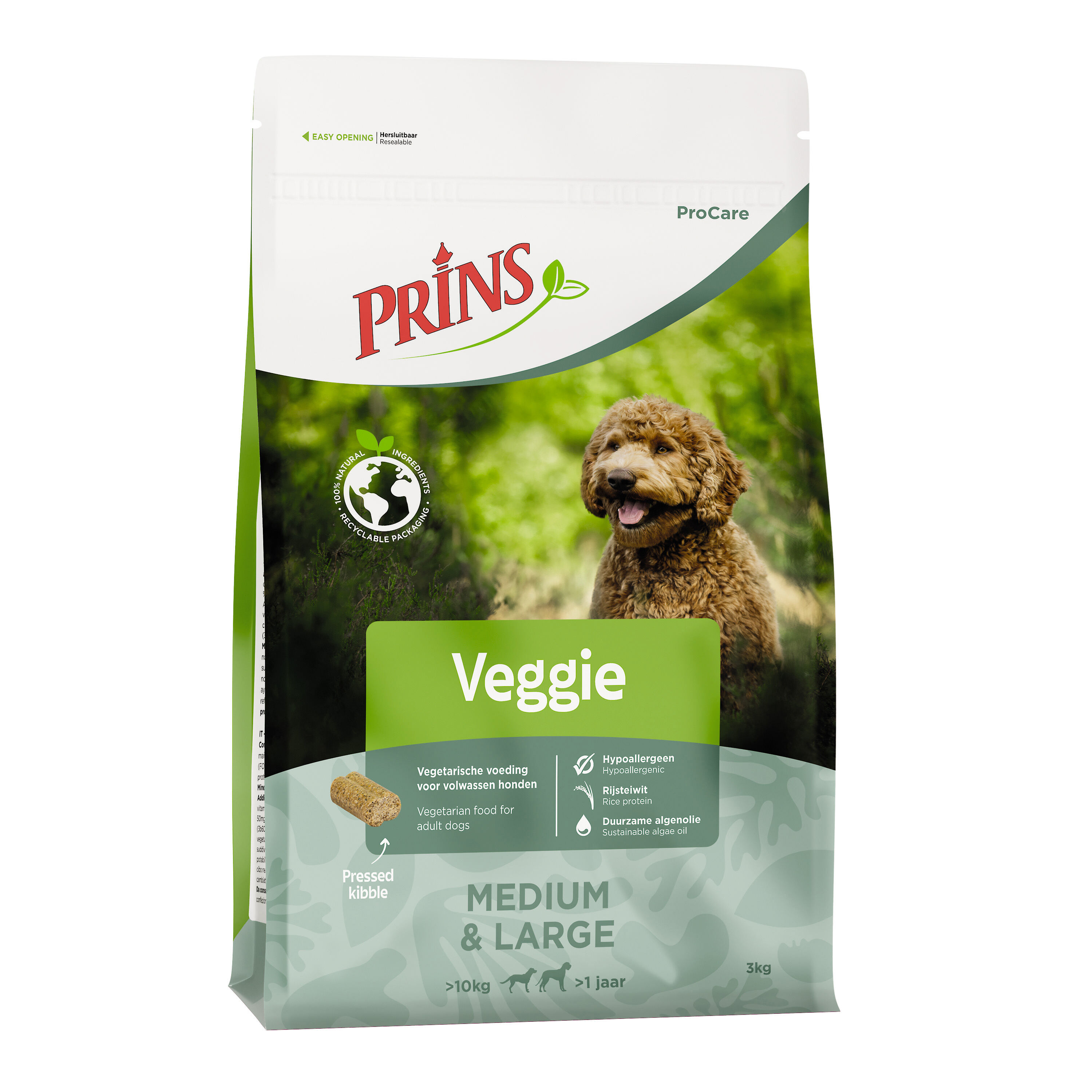 Prins Procare Veggie Medium - Large Geperste brok - Hondenvoer - Mais - Rijst - 20 kg