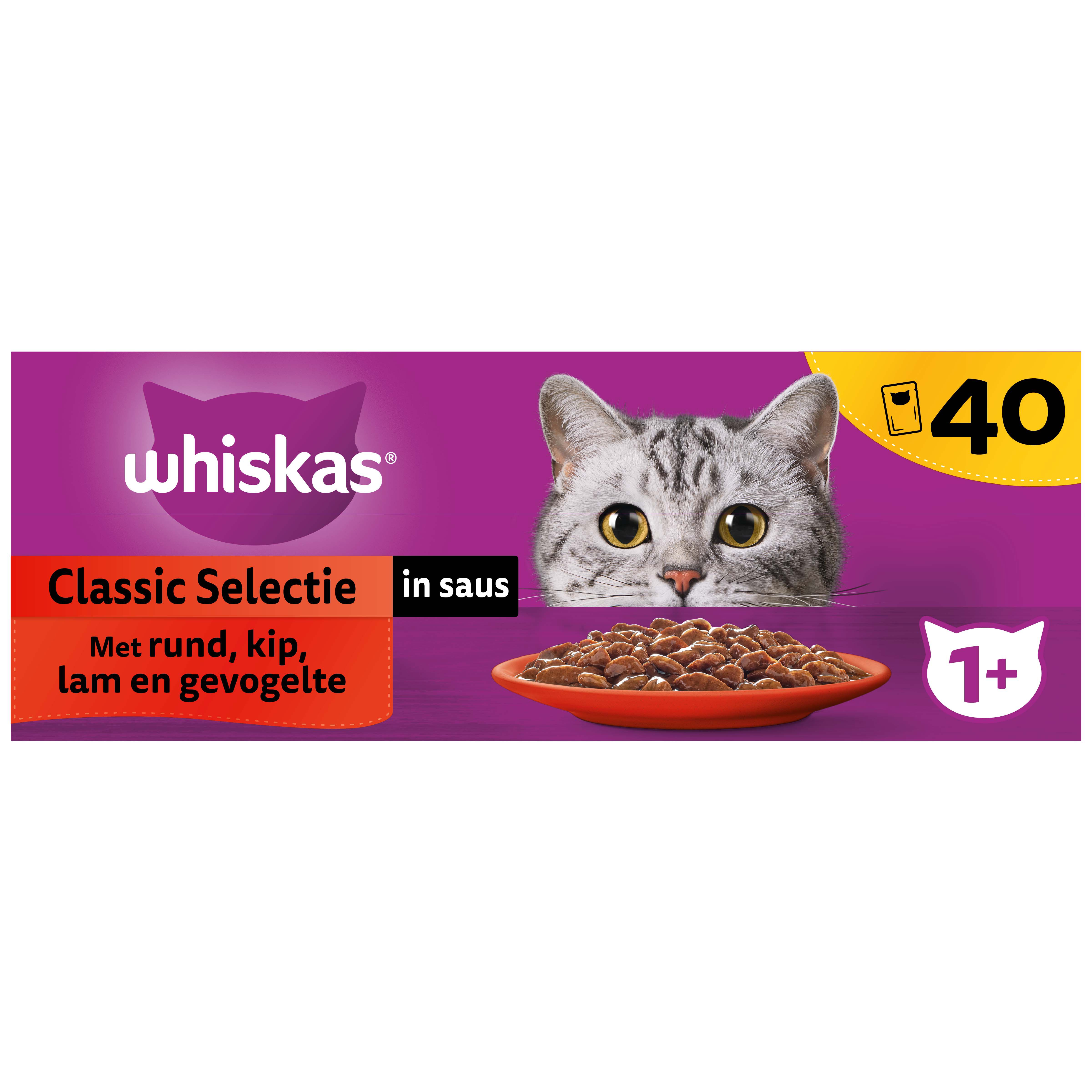 Whiskas  1+ Classic Selectie - Kattenvoer - 40x85 gram - 3400.00 - saus