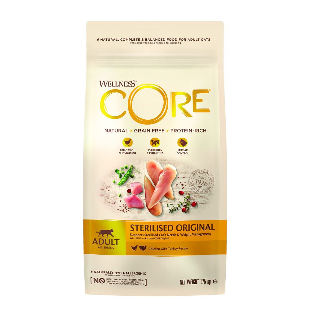 Wellness Core Sterilised Original Adult - Kattenvoer - Kip - Kalkoen - 1,75 kg