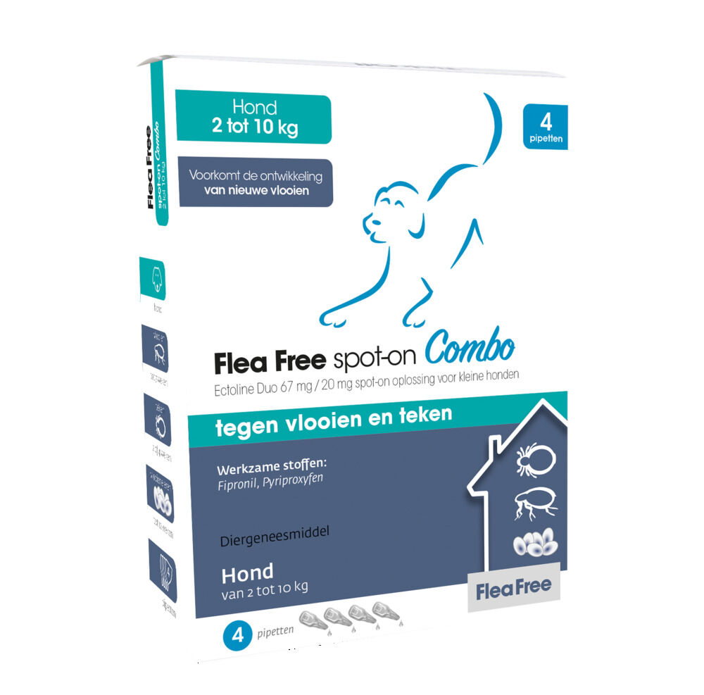Flea Free Spot-On Combo - Pipetten - Anti vlooien en teken Hond Flea Free Spot-On Combo - Pipetten - Anti vlooien en teken Hond