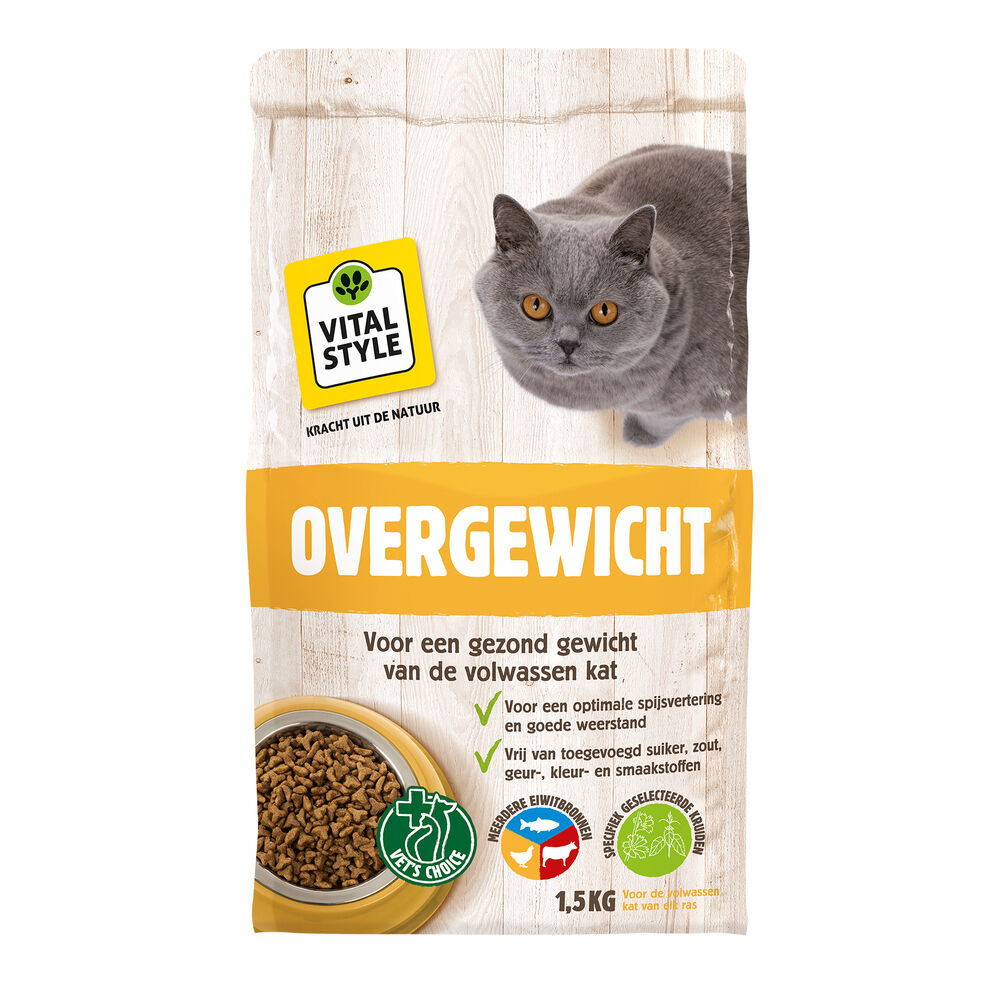 VITALstyle Overgewicht - Kattenvoer - 1500 - vis, rund, gevogelte