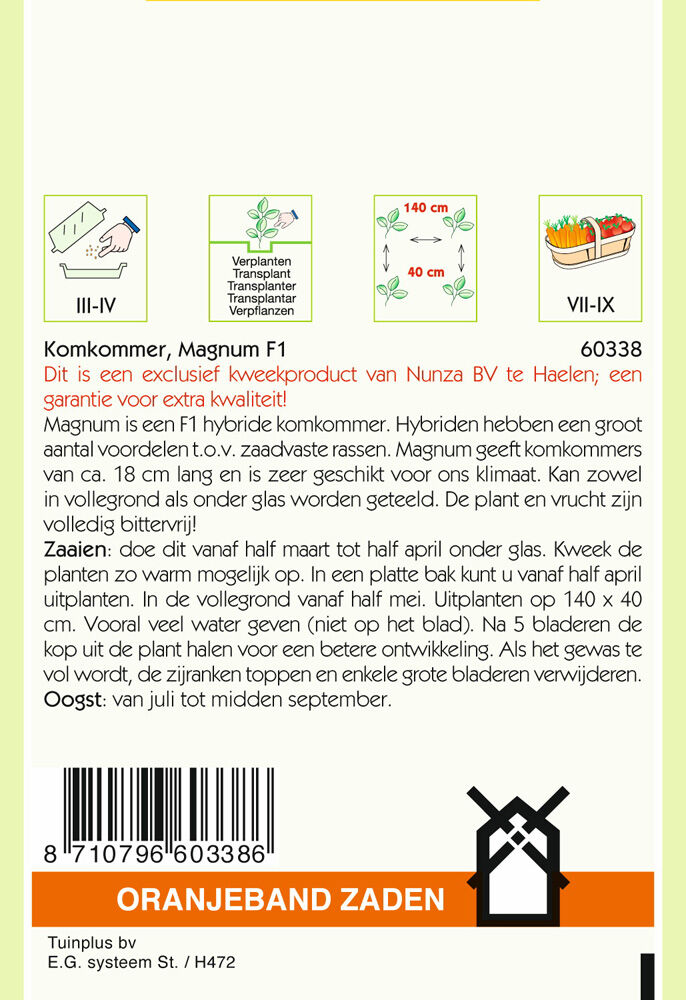 Oranjeband zaden Komkommer Magnum F1 - Groentezaden