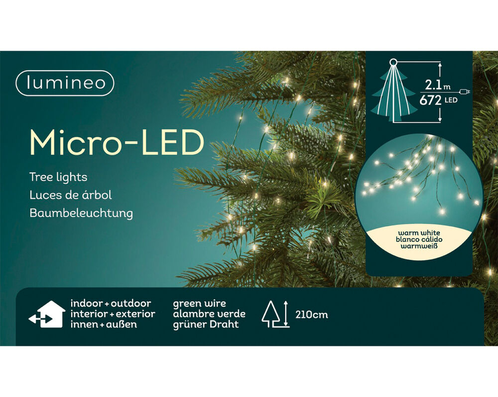 Lumineo Micro-LED - Kerstboomverlichting - 672 lampjes - Warm wit