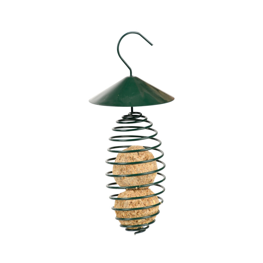 Esschert Design Voederveer Met dakje - Vetbolhouder - Groen - 10,8x10,8x25x3 cm