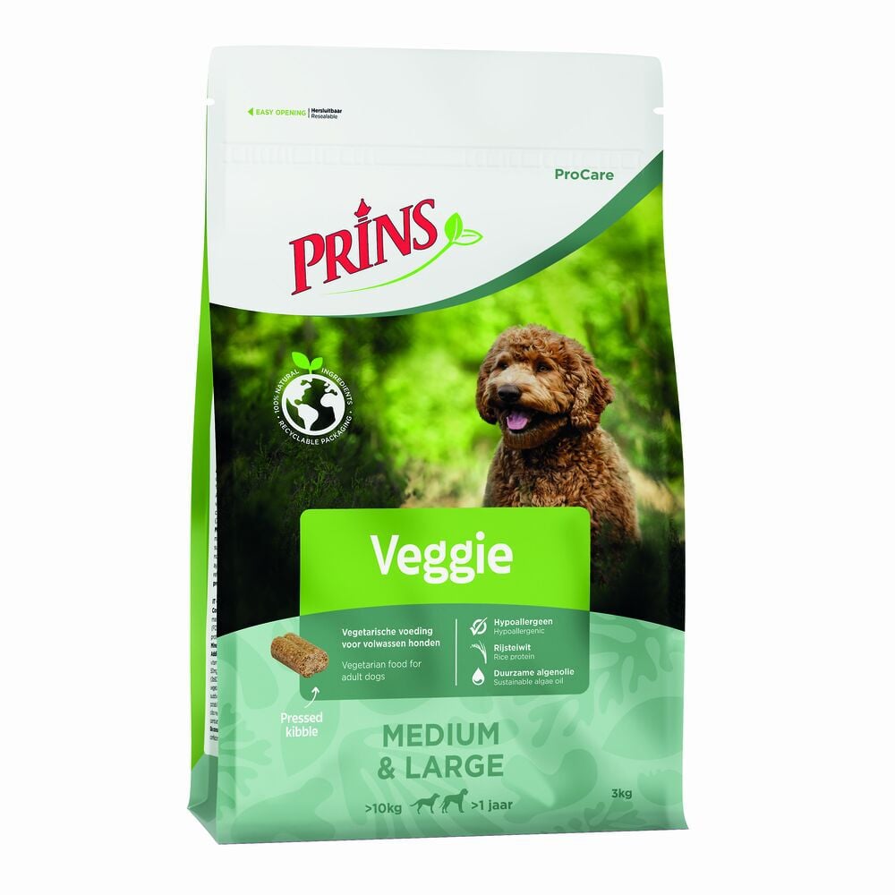 Prins Procare Veggie Medium - Large Geperste brok - Hondenvoer - Mais - Rijst - 12 kg