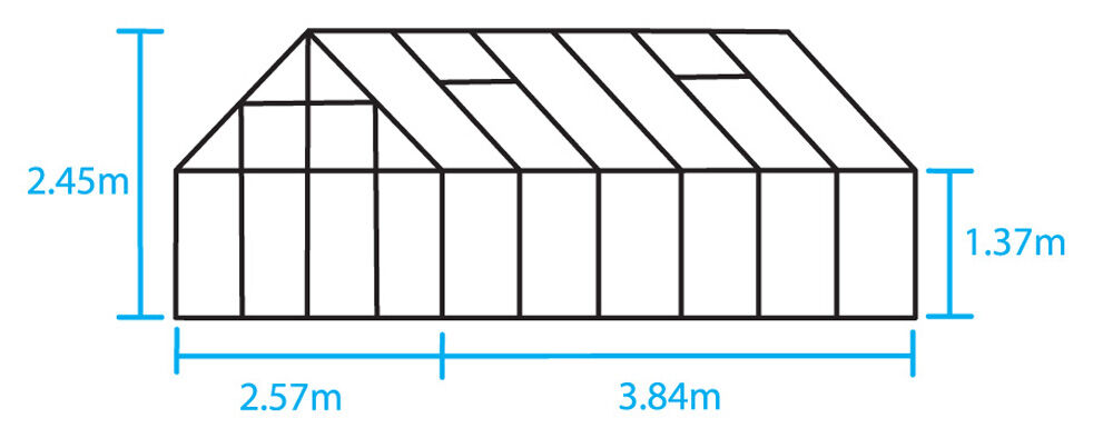 Halls Magnum 128 - Tuinkas - 258.00 cm - Zilver - Veiligheidsglas - 257.00 cm - 384.00 cm