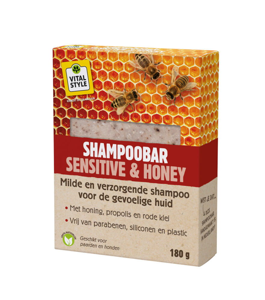 VITALstyle Shampoobar Sensitive & Honey - Paardenshampoo - 11.00 cm - 180.00 - Rood - 8.00 cm - 2.50 cm