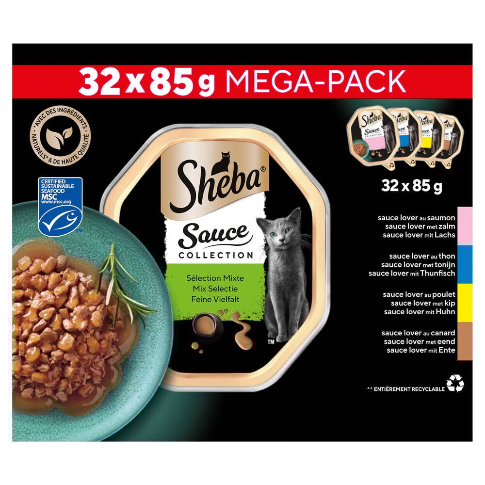 Sheba Sauce Collection Mega-Pack 32x85 gram - Kattenvoer Sheba Sauce Collection Mega-Pack 32x85 gram - Kattenvoer
