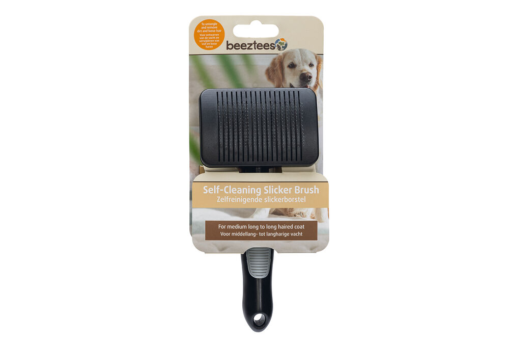 Beeztees - Zelfreinigende slicker hondenborstel - 1.00 cm - null - 19.00 cm - 1.00 cm
