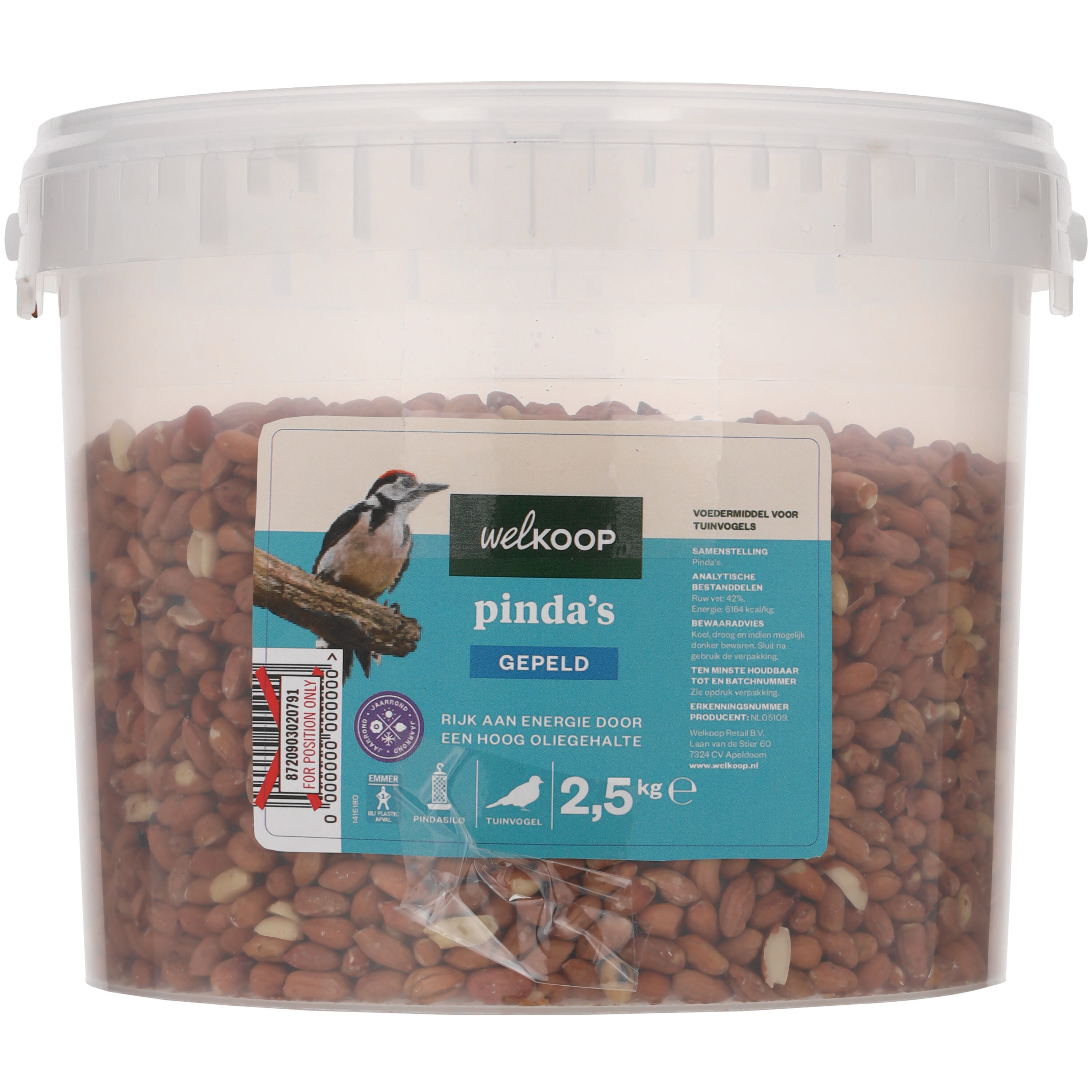 Welkoop Gepelde Pinda's in emmer - Tuinvogelvoer - 2.5 - Pinda Welkoop Gepelde Pinda's in emmer - Tuinvogelvoer - 2.5 - Pinda