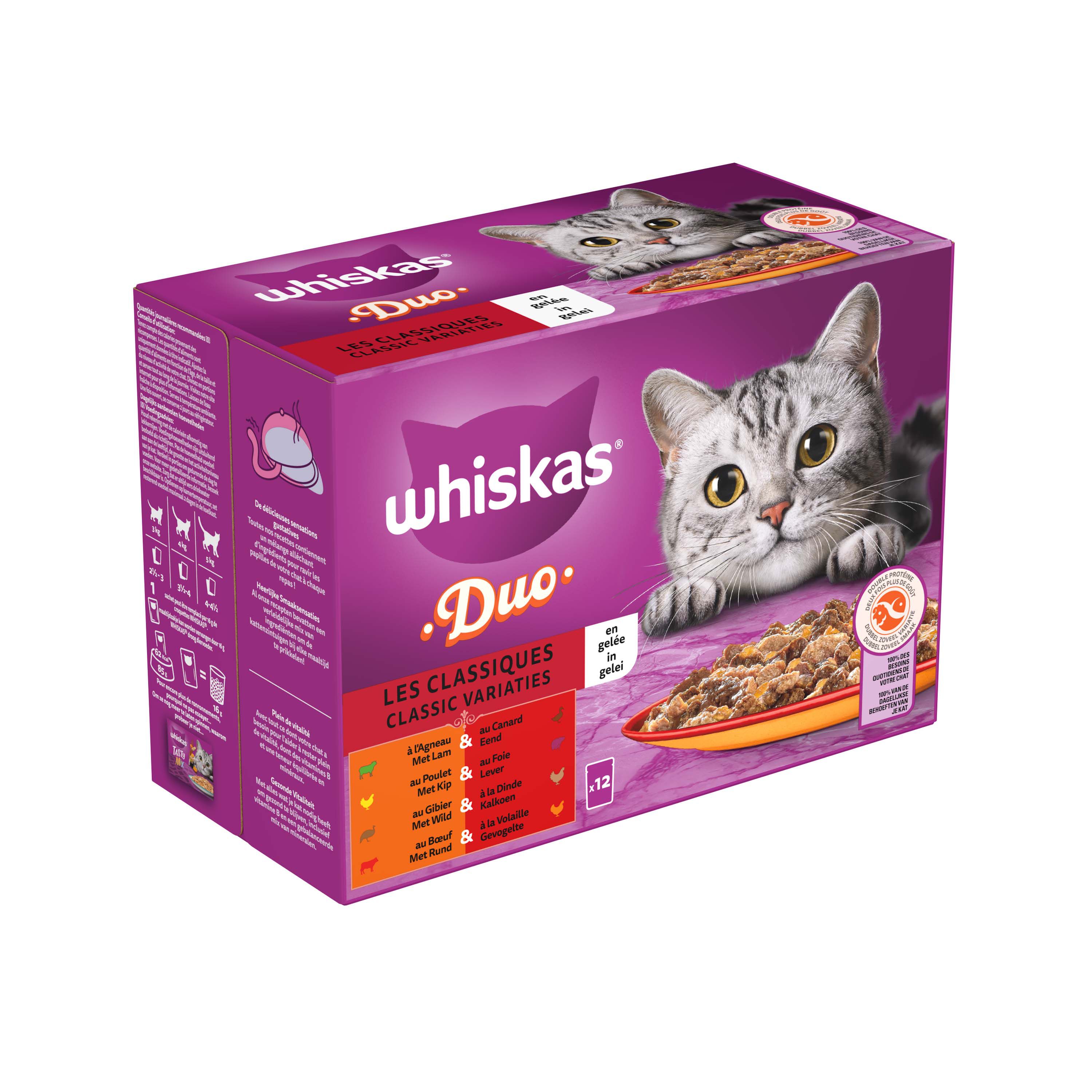 Whiskas  1+ Classic Selectie - Kattenvoer - 12x85 gram - 1020 - gelei