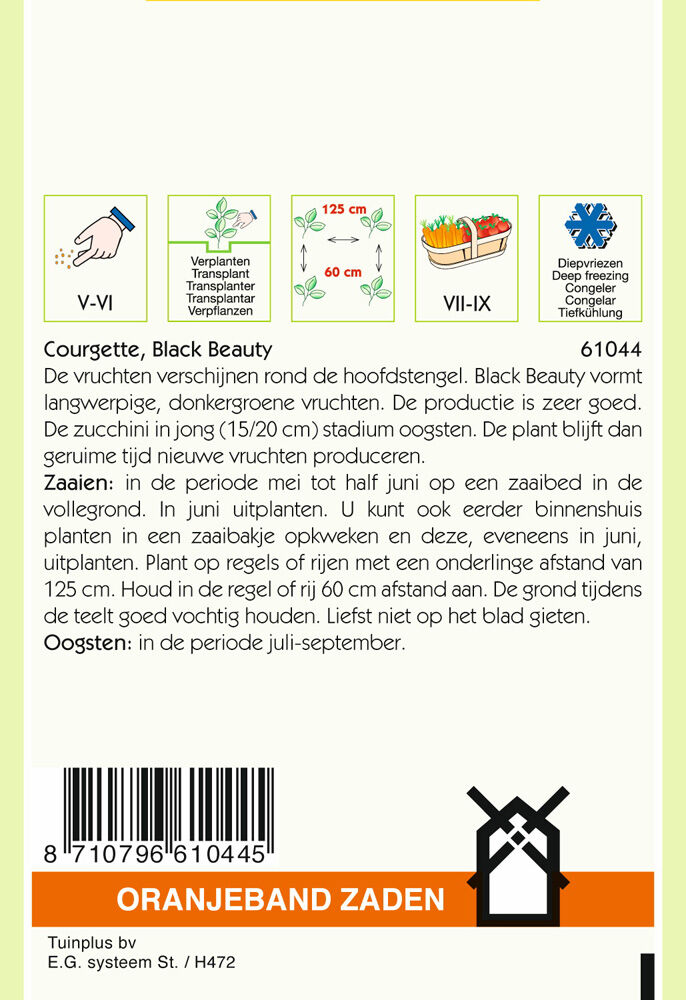 Oranjeband zaden Courgette Black Beauty - Groentezaden