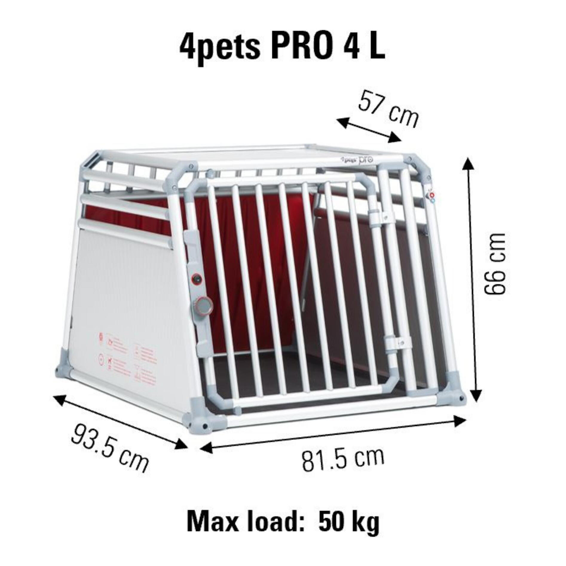 4Pets Pro 4 - Autobench Hond - 66.00 cm - chroom - 81581.50 cm - L - 93.50 cm