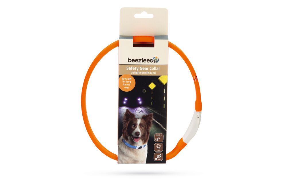Beeztees Safety Gear Glowy USB - Lichtgevende Halsband - Hond - 26.00 cm - oranje - 25 mm - 21.50 cm - 65.00 cm