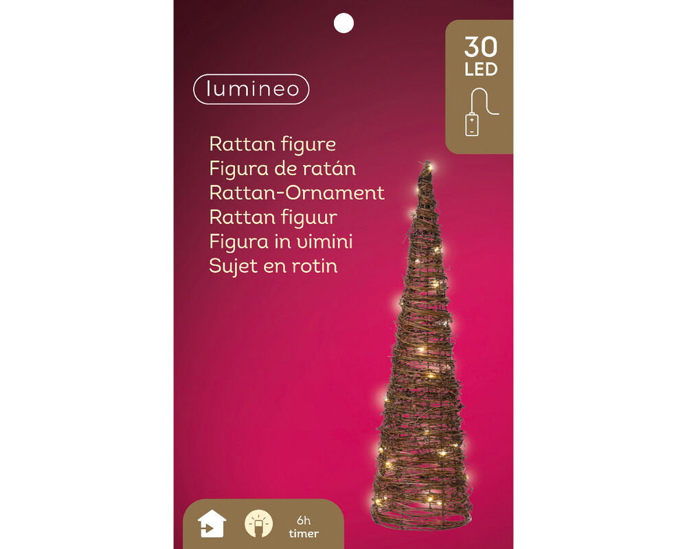 Lumineo LED Piramide - Kerstverlichting - 60.00 cm - Bruin / warm wit - 16.00 cm - 16.00 cm