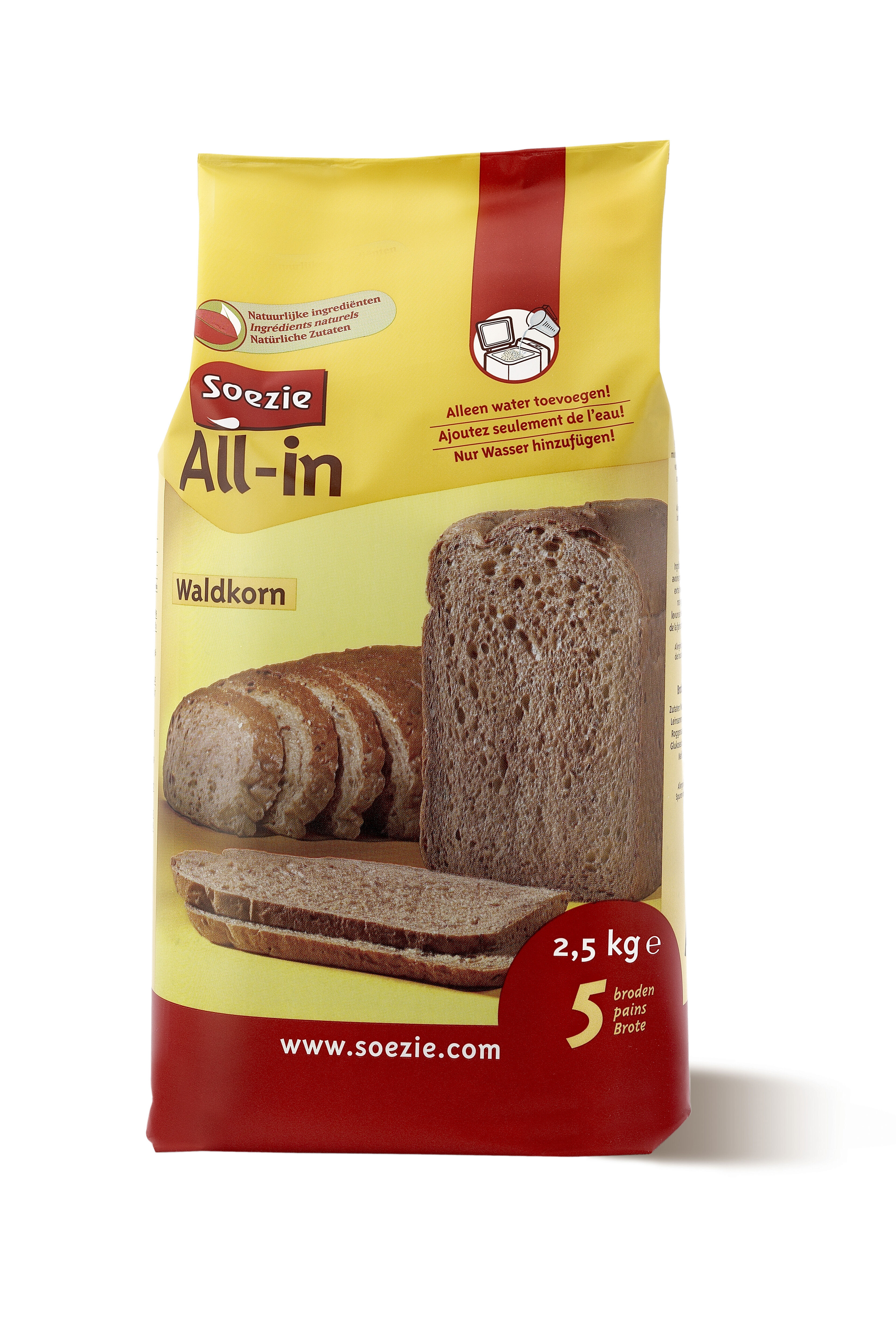 Soezie All-in-mix Waldkorn - Broodmeel - 2.5 Soezie All-in-mix Waldkorn - Broodmeel - 2.5