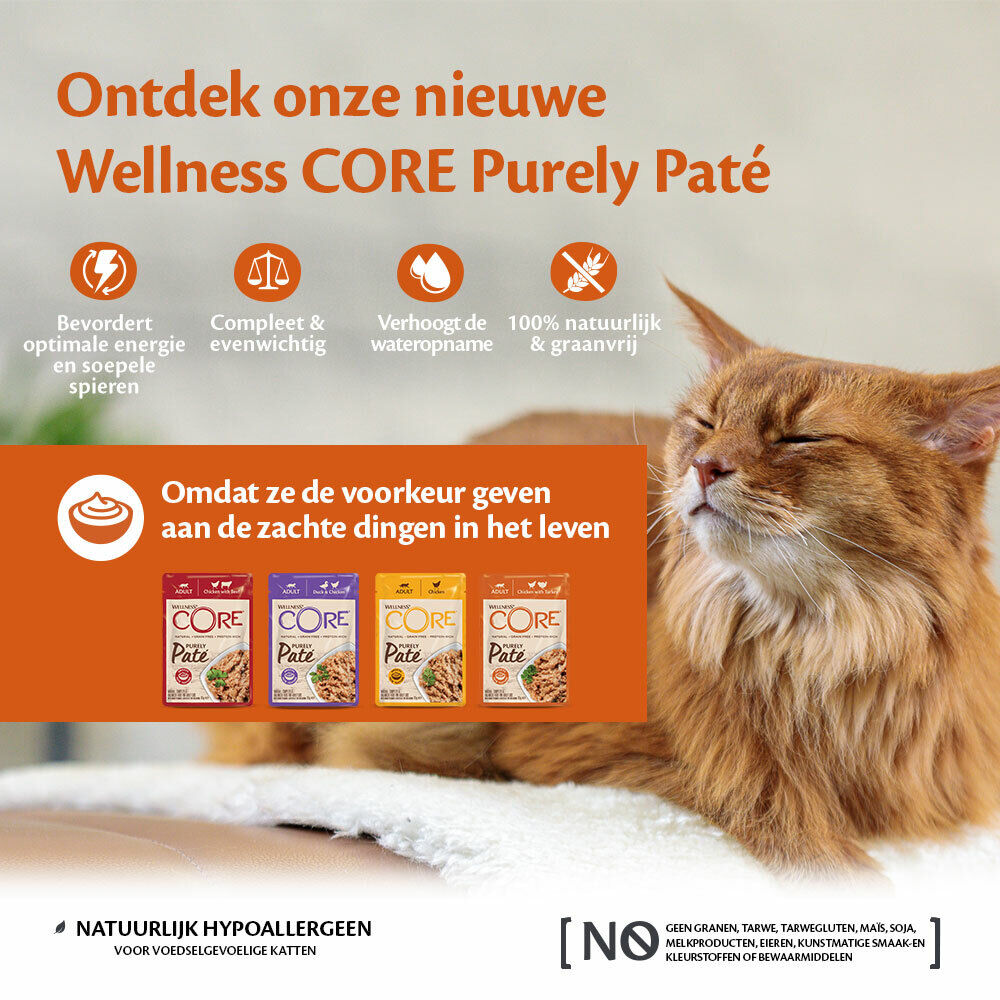 Wellness Core Purely Pate - Kattenvoer - Eend - Kip - 85 gram