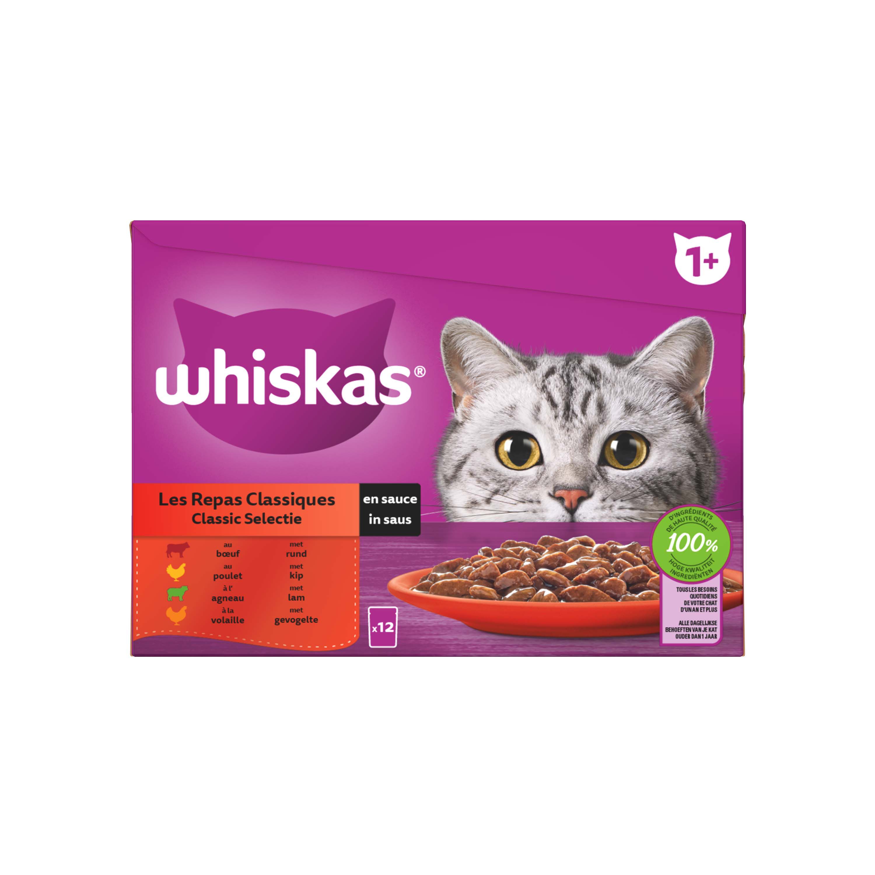 Whiskas  1+ Classic Selectie - Kattenvoer - 40x85 gram