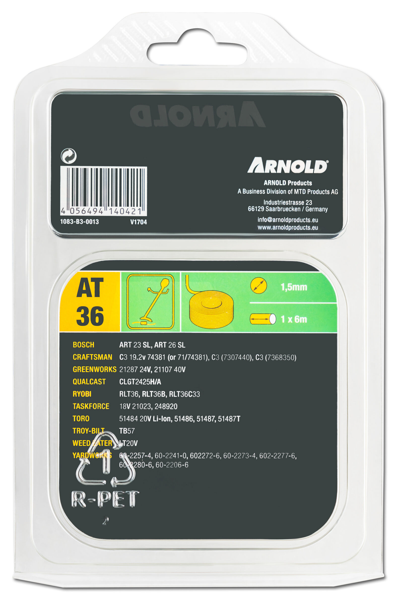 Arnold AT36 1.5mmx6m - Trimmerspoel - 600 cm