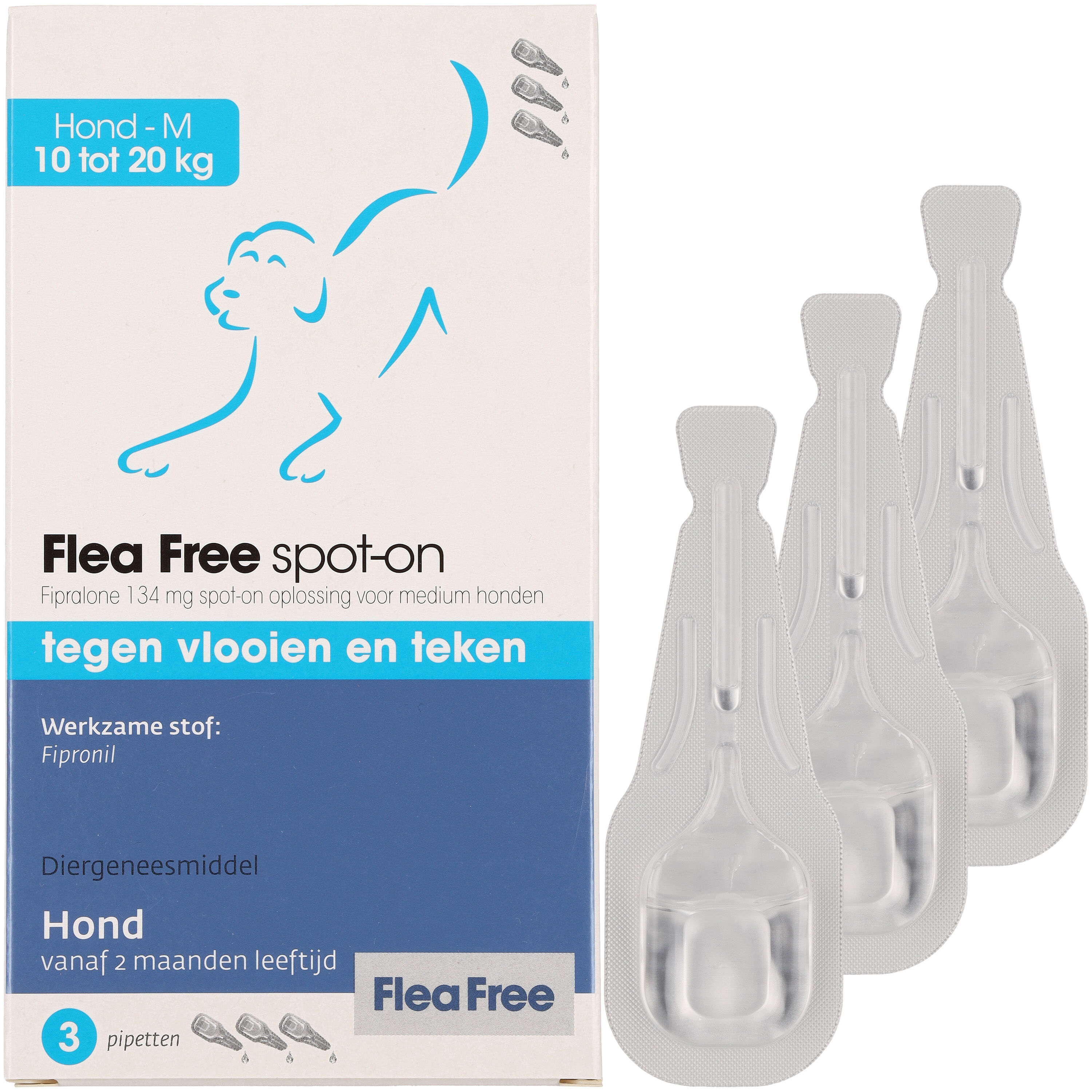 Flea Free Spot On - Pipetten - Anti Vlooien en teken Hond - M - M