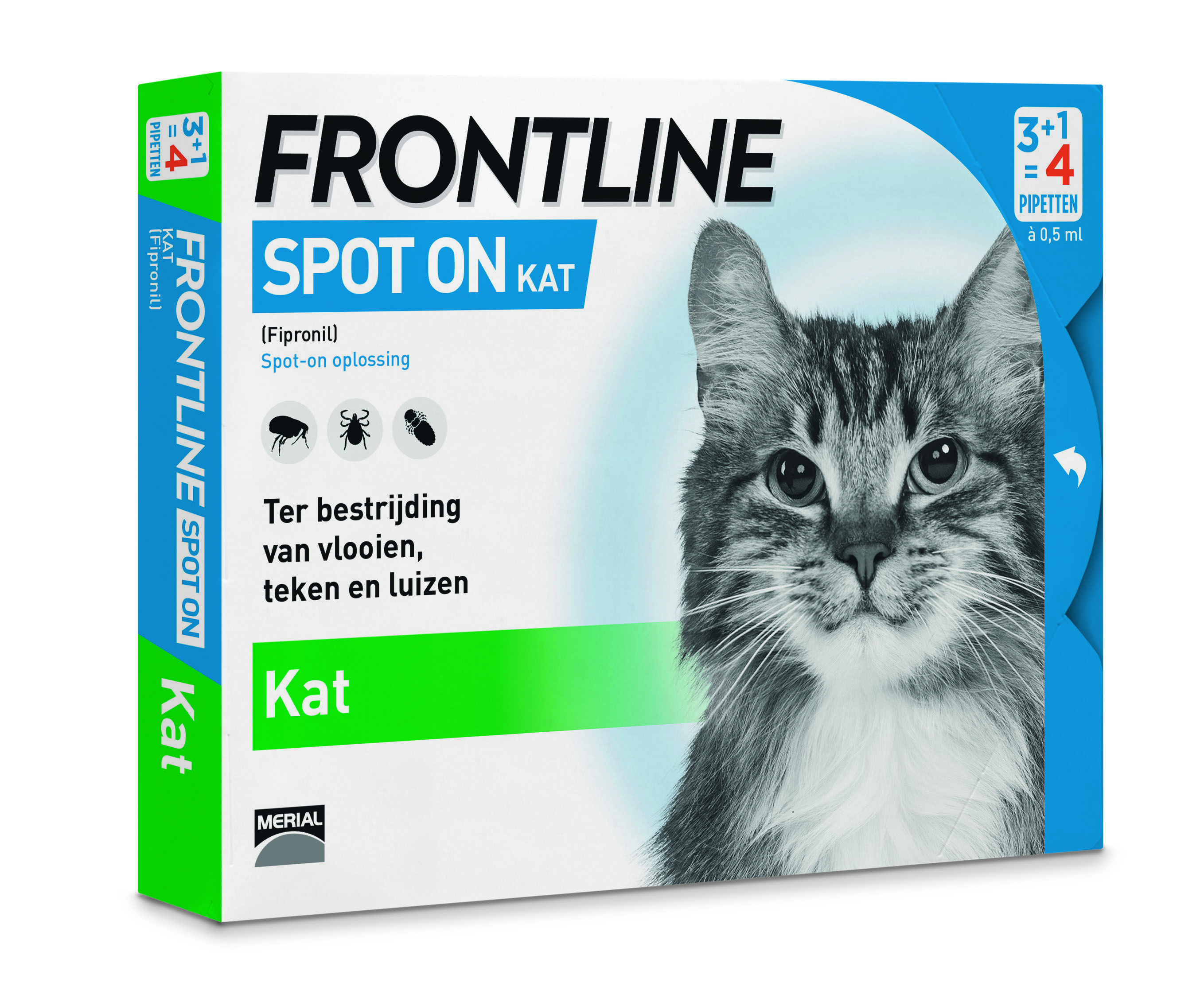 Frontline Spot On Kat  - Vlooien & Tekenmiddel - 4 pipetten Frontline Spot On Kat  - Vlooien & Tekenmiddel - 4 pipetten