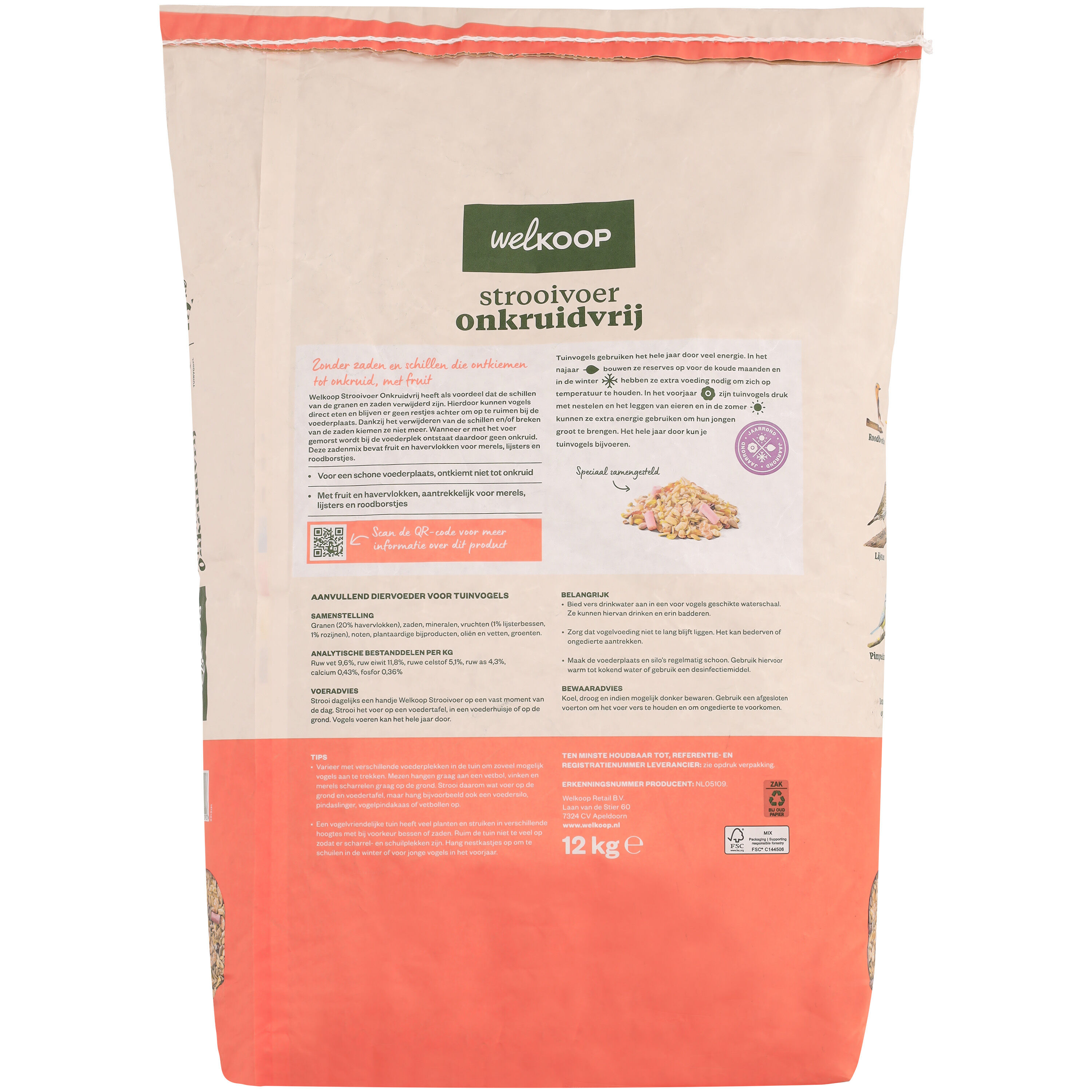 Welkoop - Strooivoer met Fruit - Onkruidvrij - Tuinvogelvoer - 12 - Onkruidvrij