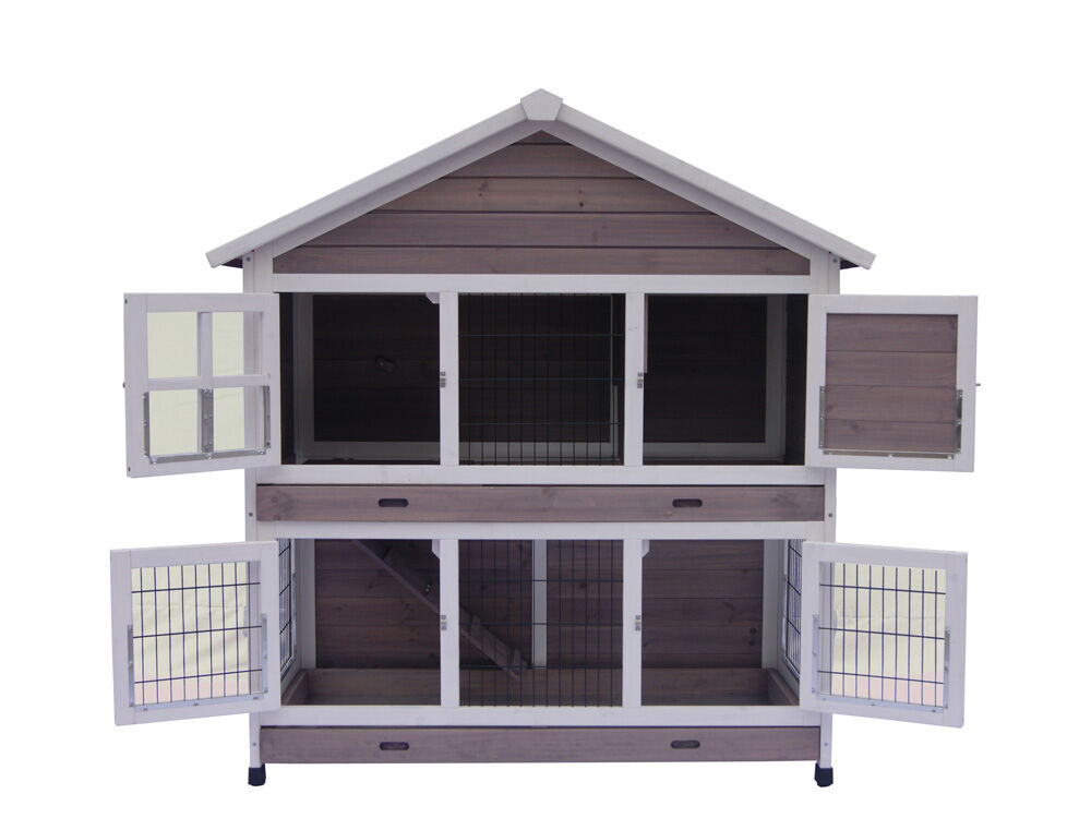 Konijnenhok Sisi - 125x67x133 cm - Grijs - Middel