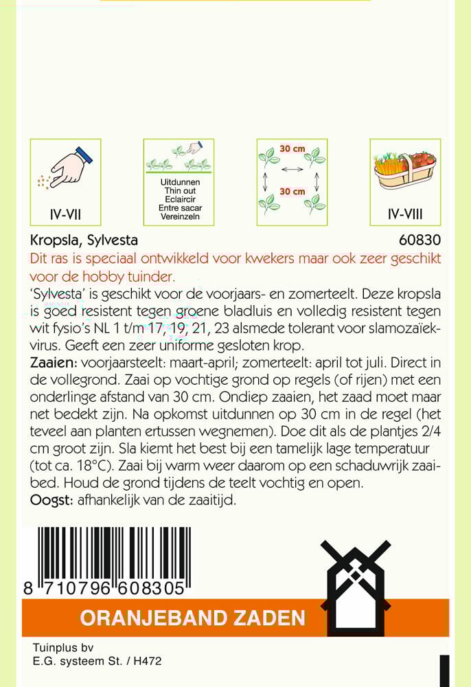 Oranjeband zaden Kropsla Sylvesta - Groentezaden
