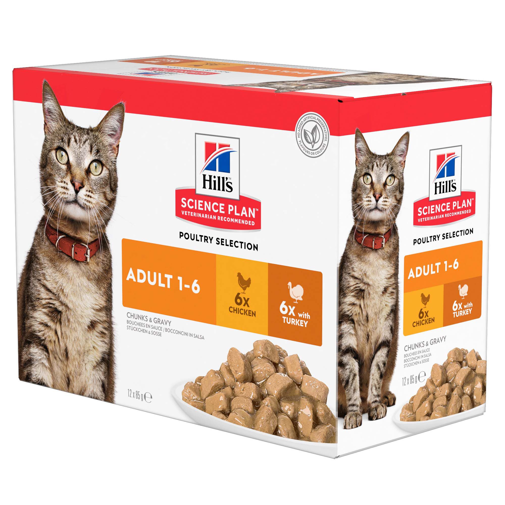 Hill's Science Plan Adult - Multipack - Kattenvoer - 12x85 gram - Kip - Kalkoen - 1,02 kg Hill's Science Plan Adult - Multipack - Kattenvoer - 12x85 gram - Kip - Kalkoen - 1,02 kg
