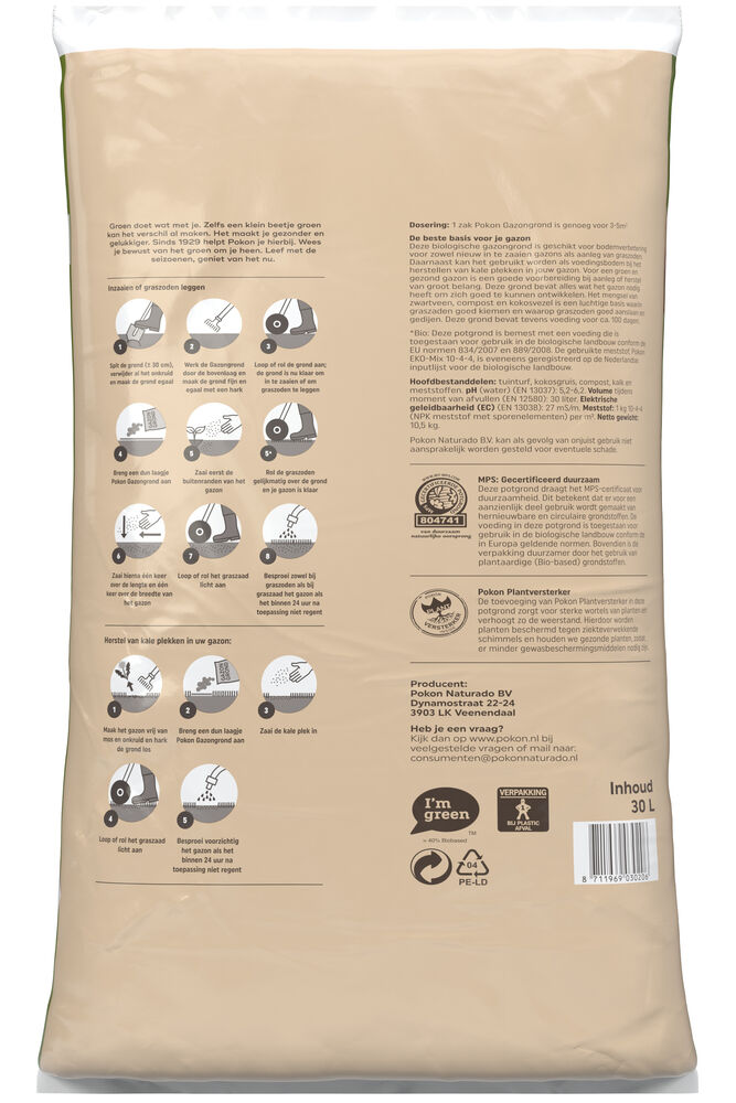 Pokon Bio - Gazongrond - 3-5 m² - 30