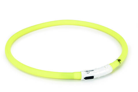 Beeztees Dogini USB - Lichtgevende Halsband  - Hond - 28.00 cm - geel - 10 mm - 20.00 cm - Medium - 70.00 cm