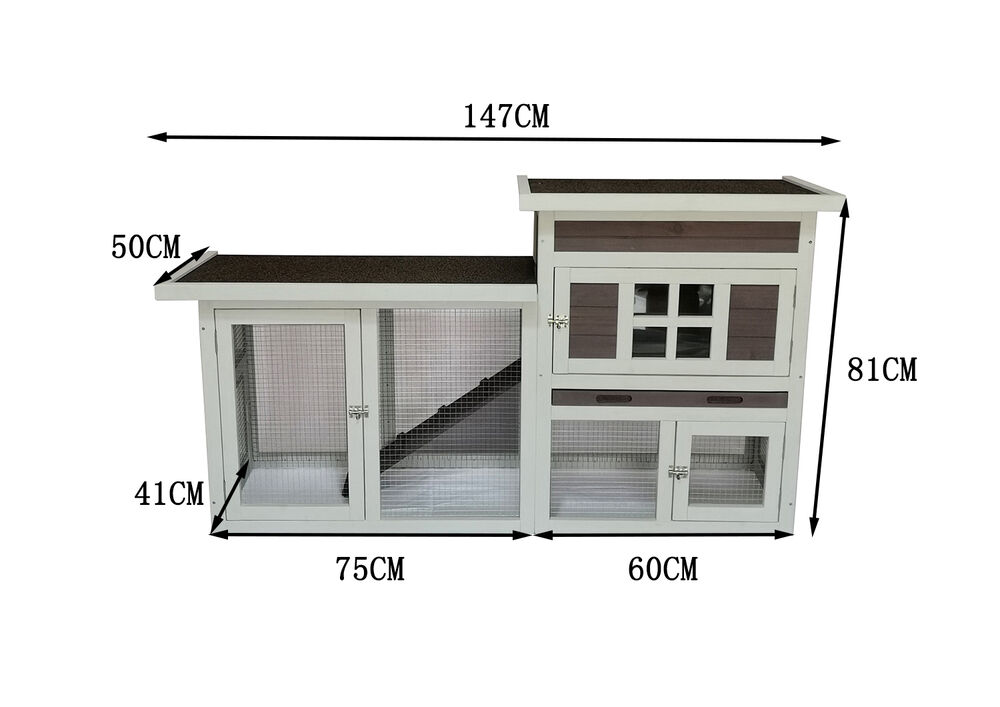 Konijnenhok Manor - Grijs - 87.2x147x22 cm