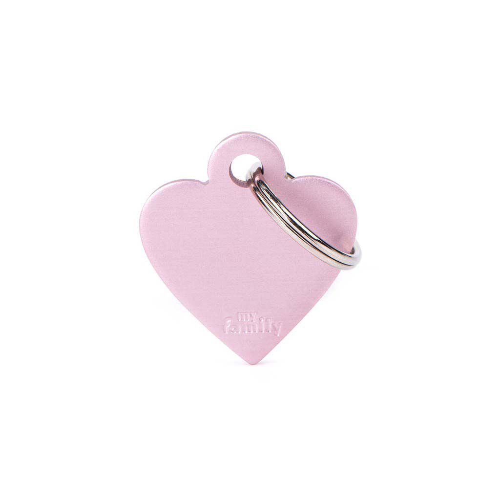 My Family Hart - Hondenpenning - 1.00 cm - roze - 1.00 cm - S - 2.80 cm