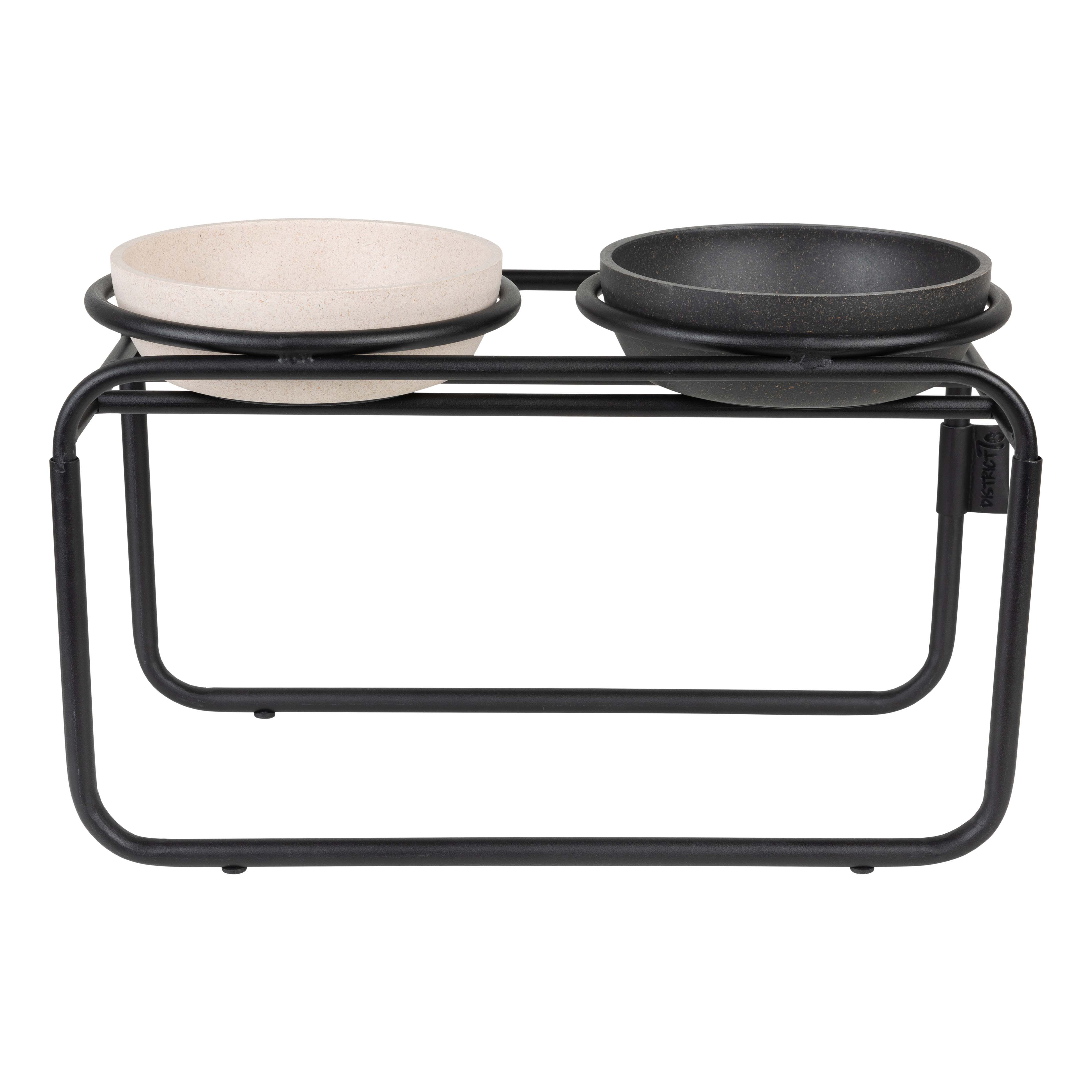 District 70 Butler Metaal - Dinerset - Voerbakstandaard Hond - Zwart - Medium