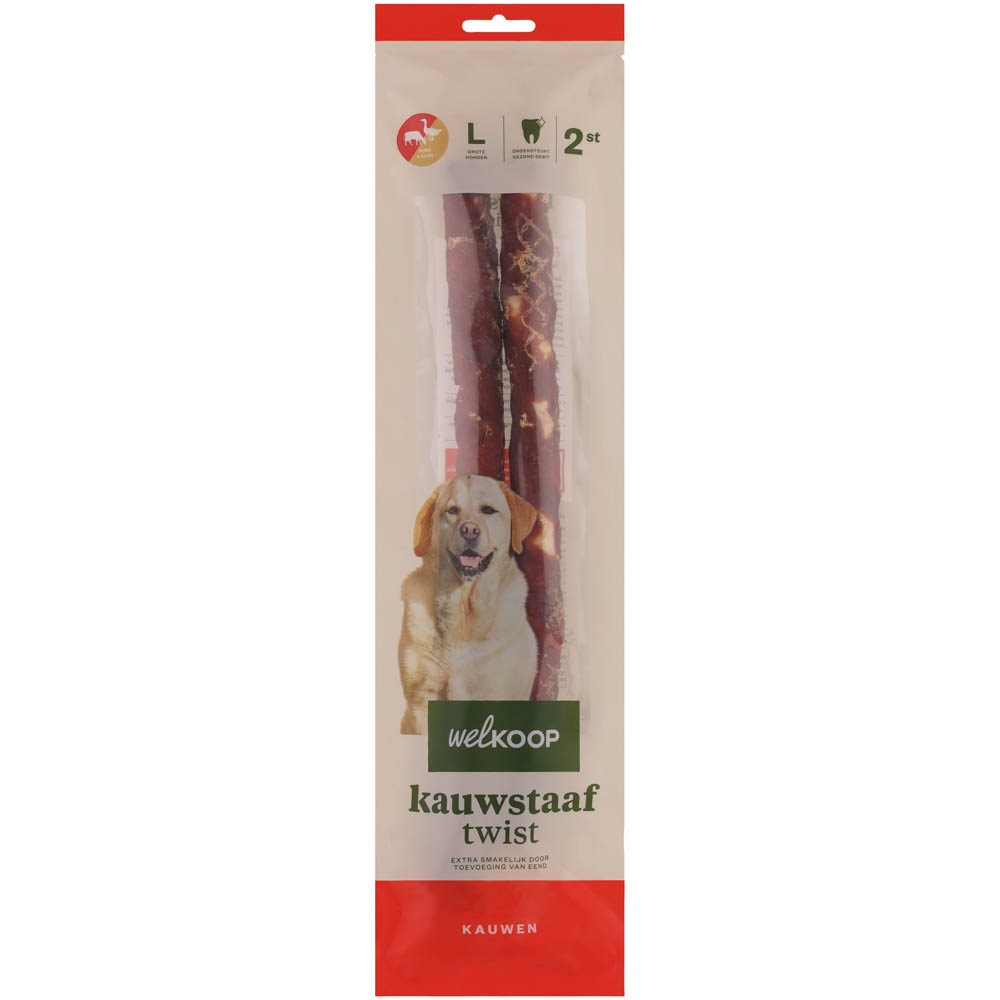 Welkoop - Kauwstaaf Twist - Extra Eendsmaak - 50.00 cm - 100.00 - 12.10 cm - rund - L - 3.50 cm