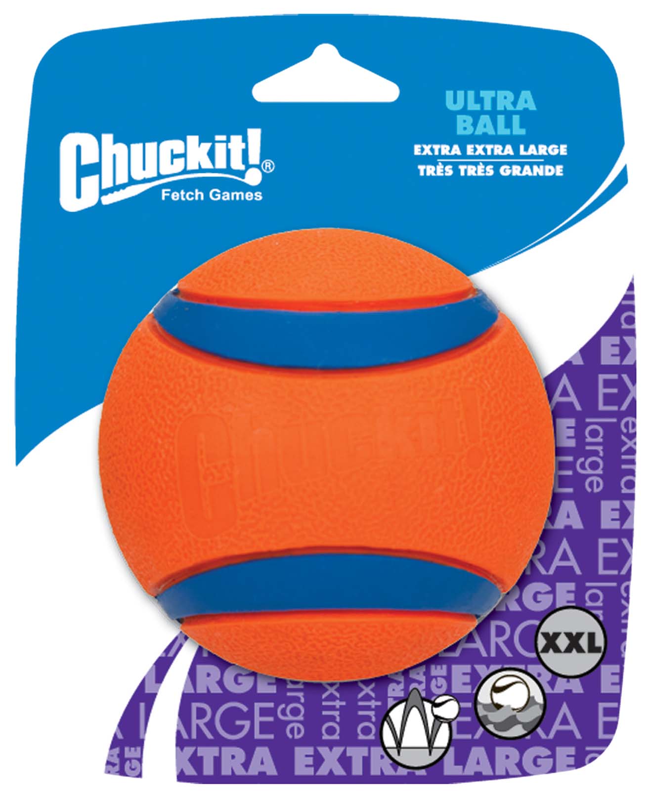 Chuckit Ultra Ball - Apporteren - Hondenspeelgoed - oranje/blauw - 17.00x14.00x14.00 cm - XXL Chuckit Ultra Ball - Apporteren - Hondenspeelgoed - oranje/blauw - 17.00x14.00x14.00 cm - XXL